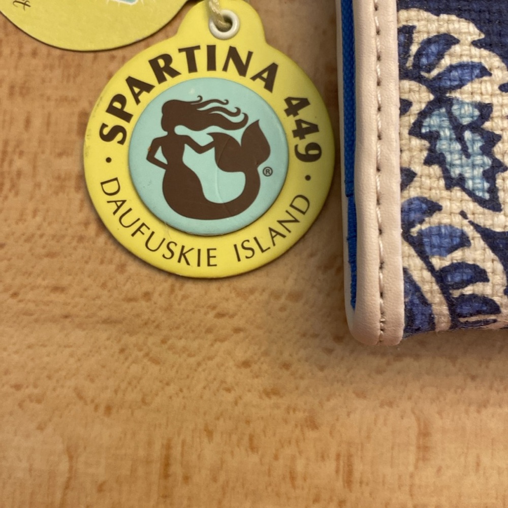 Spartina 449 Blue and Tan Women's Wallet, linen and leather, NWT - Picture 3 of 7
